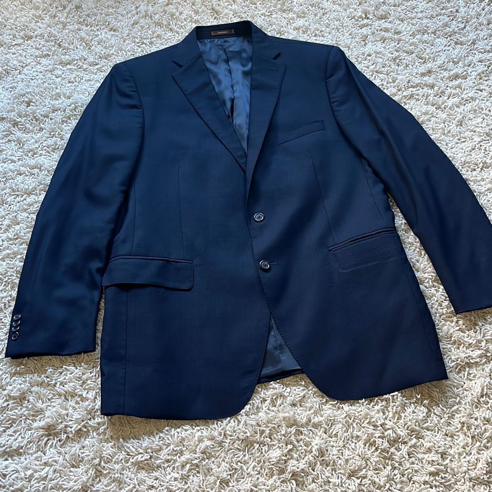 Peter Millar Suit Jacket Blazer Sport Coat Mens 44T Wool Navy